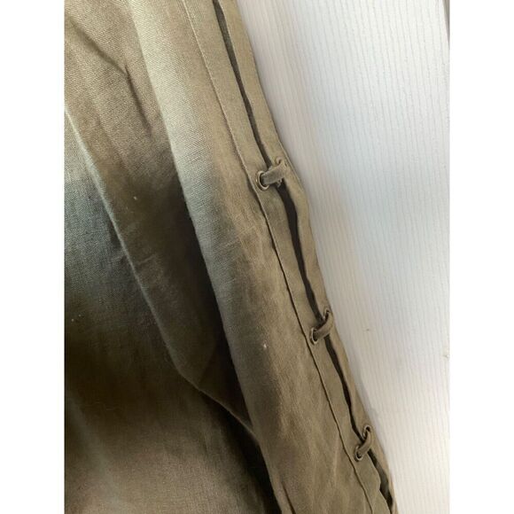 Richard Malcolm Woman Irish Linen Button Front Army Green 1X Lagen Boxy Boho - Picture 6 of 9